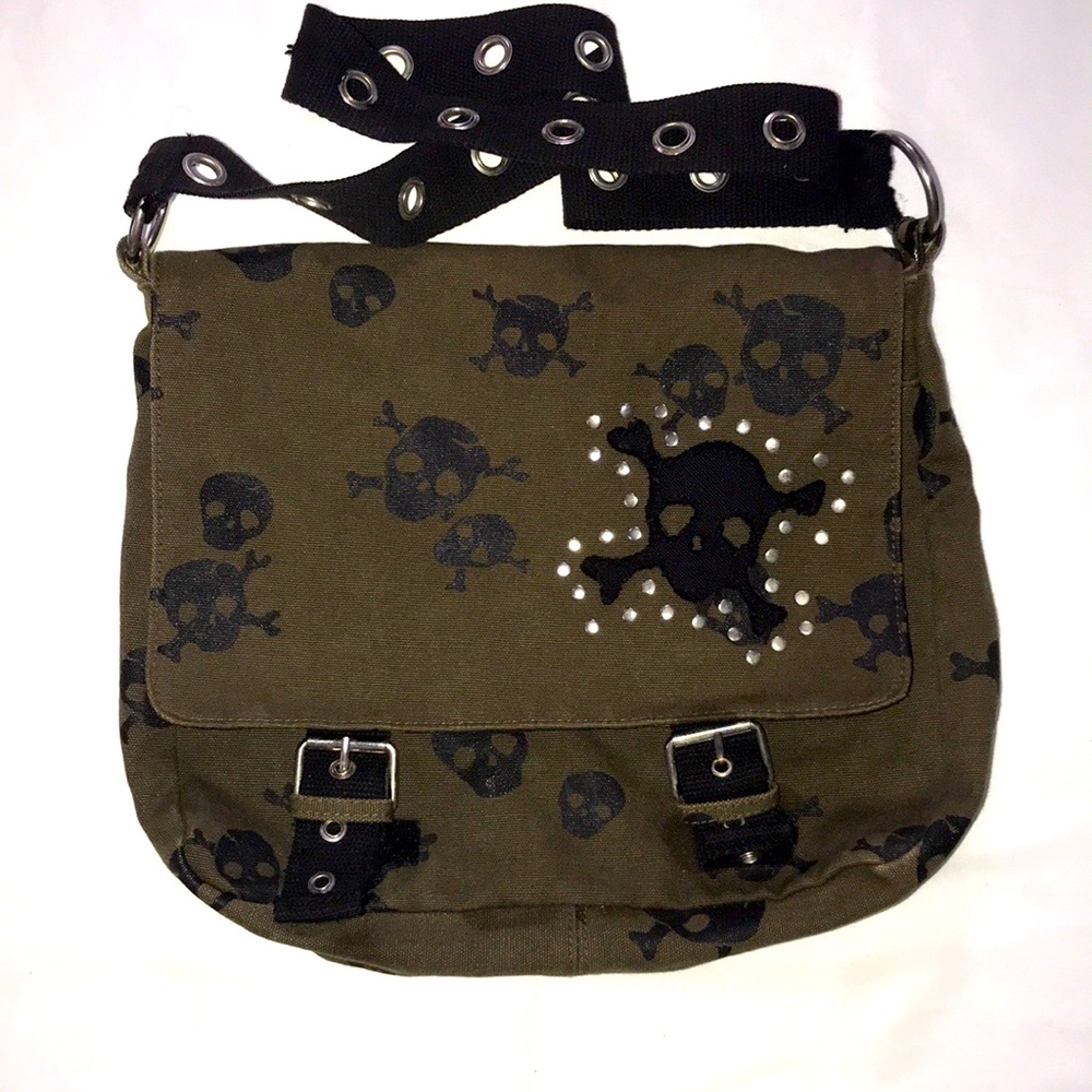 Skulls Studded Mini Messenger Bag